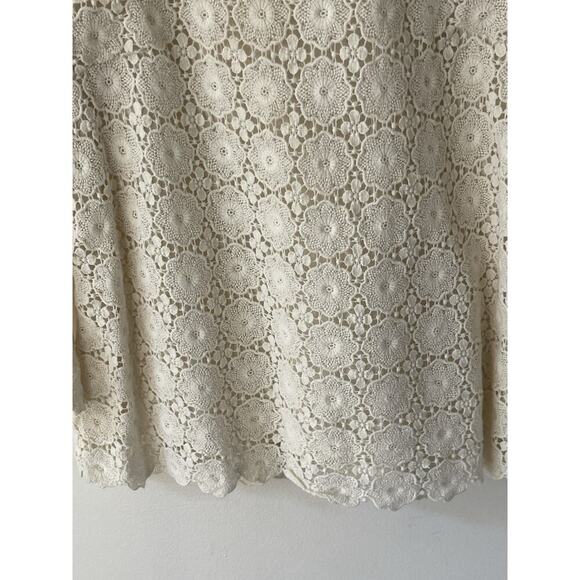 Talbots Lace Eyelet Crochet Top Size 16 Beige Lined Coquette Cottagecore Career - Picture 2 of 13